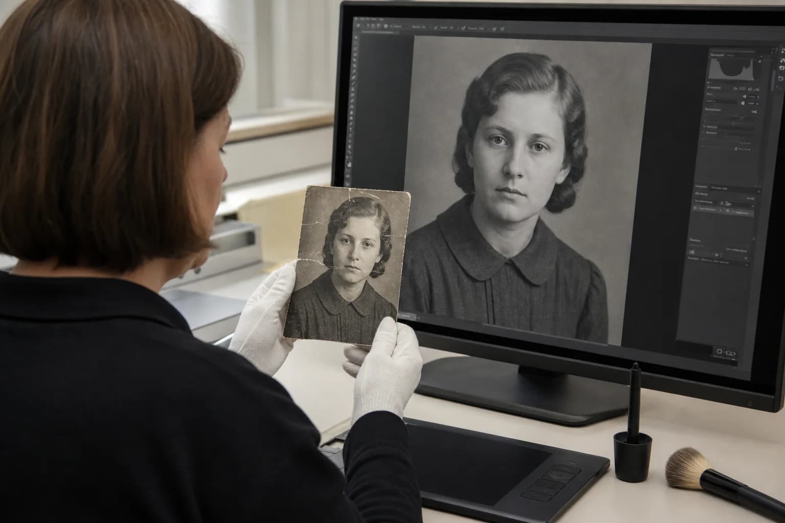 Старая семейная фотография перед цифровой реставрацией